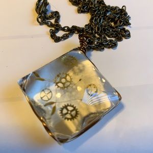 Boho Unique Dandelion gear Necklace Handmade